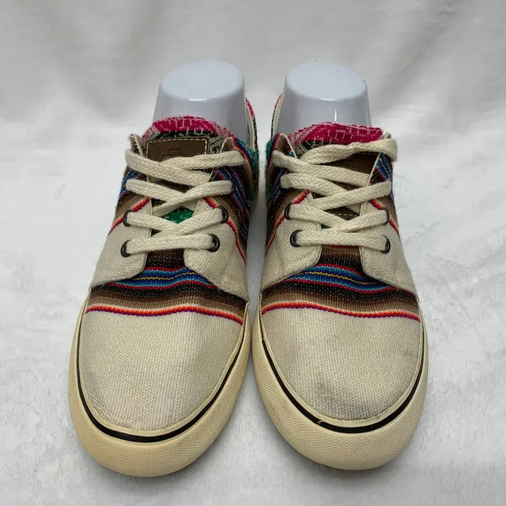 Mipacha Womens Size 7.5 Embroidered Natural Sneakers Antro Tribal Mexican Style
